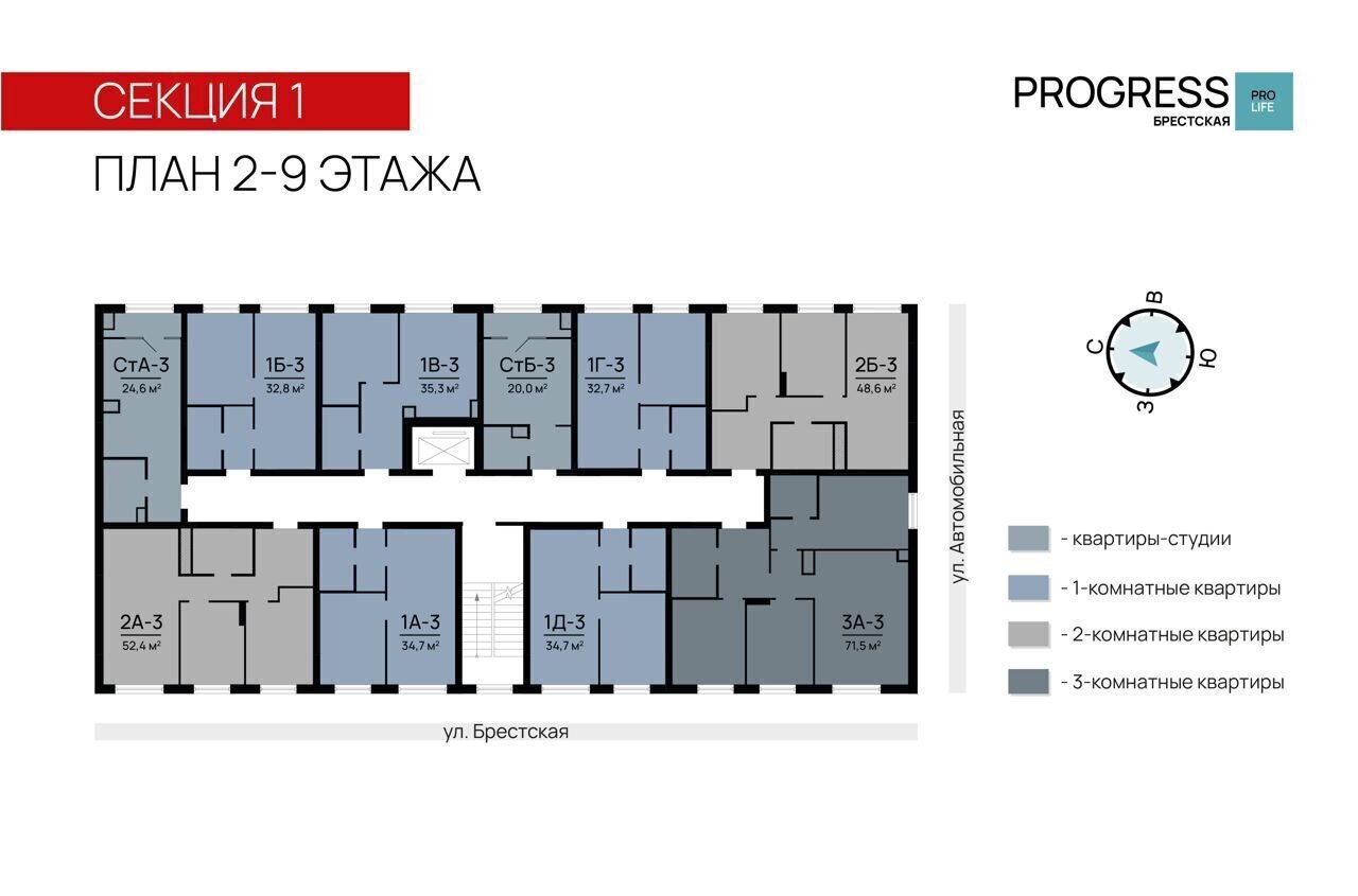 квартира г Астрахань р-н Советский ул Брестская 11 ЖК «PROGRESS Брестская» фото 5