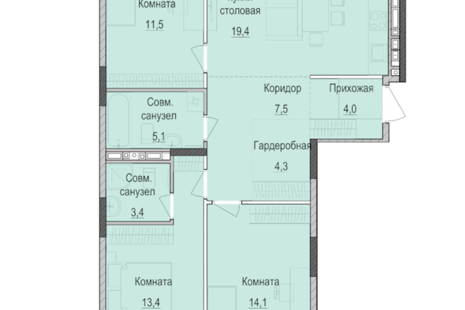 квартира г Казань ул Южно-Промышленная 7/1 Республика Татарстан Татарстан, Казань городской округ фото 1