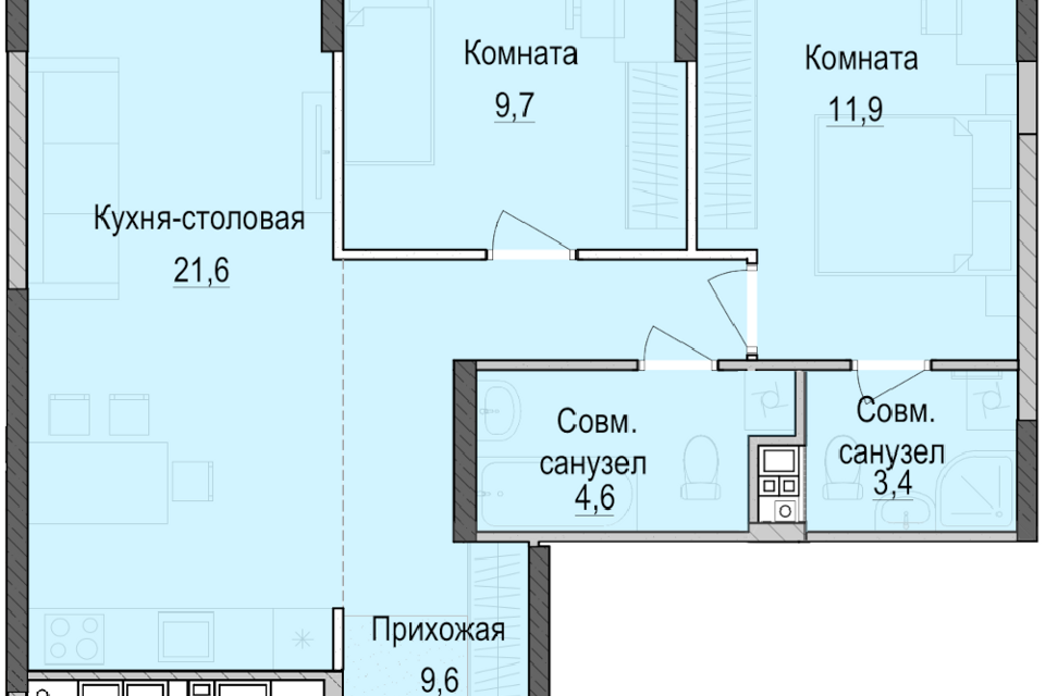 квартира г Казань ул Южно-Промышленная 7/1 Республика Татарстан Татарстан, Казань городской округ фото 1