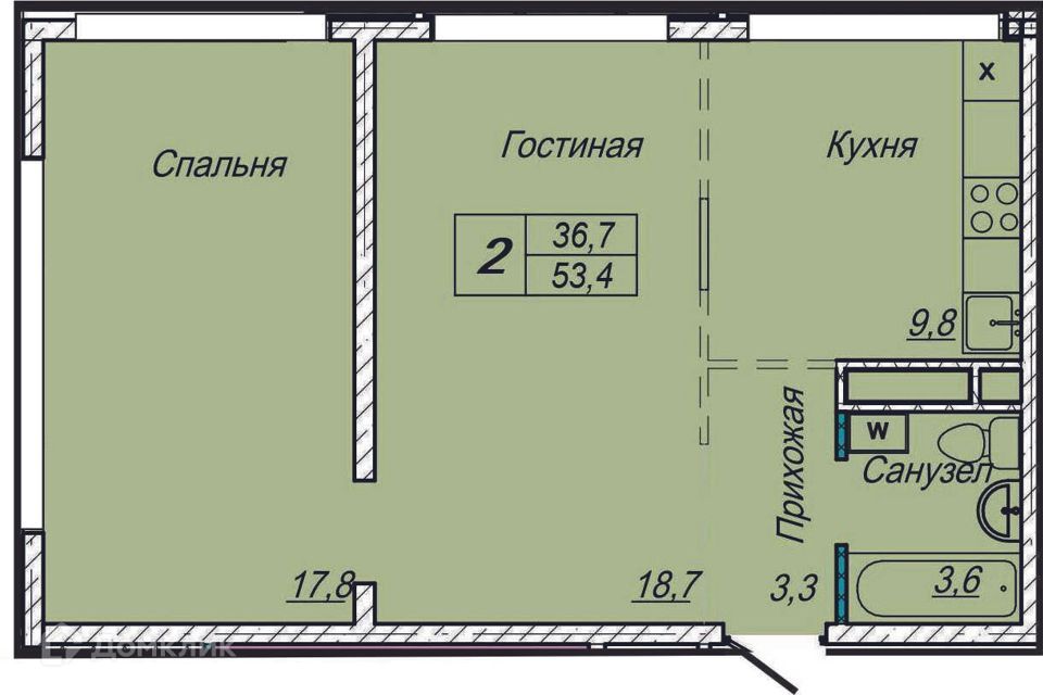 квартира г Прокопьевск пр-кт Гагарина 3 Кемеровская область — Кузбасс, Прокопьевский городской округ фото 1