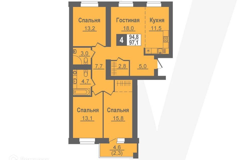 квартира рп Кольцово рп. Кольцово городской округ, 5-й фото 1