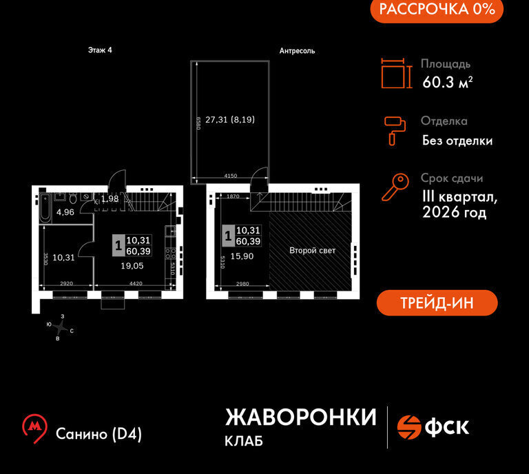 квартира Крёкшино, жилой комплекс Жаворонки Клаб, деревня Митькино фото 1