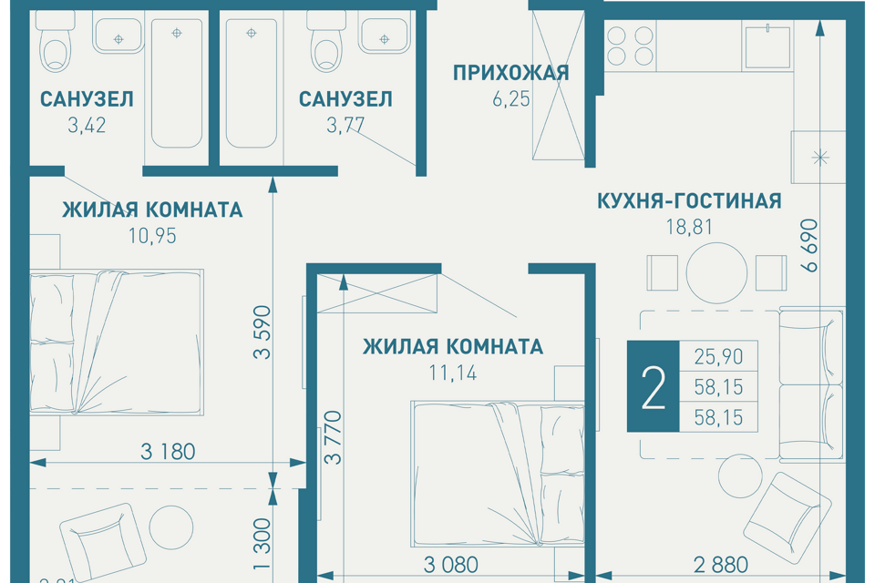 квартира г Краснодар п Березовый р-н Прикубанский Краснодар городской округ, Жилой комплекс Иначе в Молодёжном фото 1