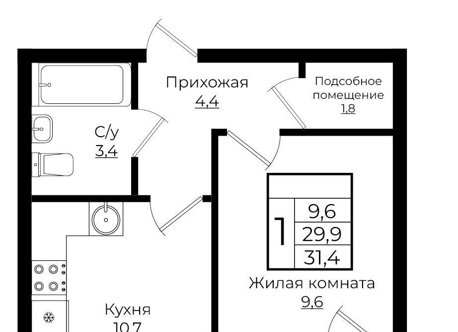 квартира г Краснодар р-н Прикубанский ЖК «Европа-Сити» 7 Европа Клубный Квартал 6 жилой комплекс фото 1