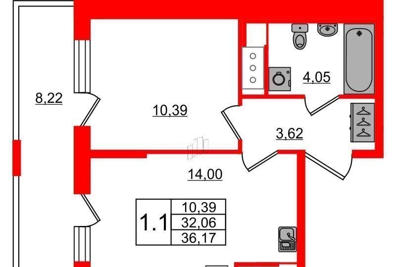 квартира г Санкт-Петербург метро Елизаровская р-н Невский наб Октябрьская ЖК «Pulse Premier» корп. 3. 1 фото 2