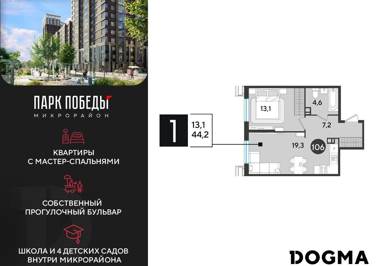 квартира г Краснодар р-н Прикубанский ЖК «Парк Победы 2» ш. Ближний Западный Обход/ул. Героя Пешкова/ ул. Садовая фото 1