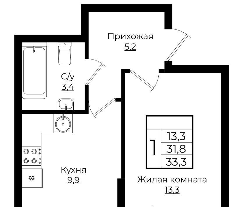 квартира г Краснодар р-н Прикубанский ЖК «Европа-Сити» 6 Европа Клубный Квартал 6 жилой комплекс фото 1