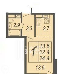 квартира г Краснодар р-н Прикубанский б-р Адмиралтейский 3к/3 фото 2