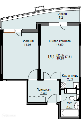 квартира г Щёлково микрорайон Соболевка, к 8, Щёлково городской округ фото 1