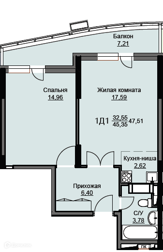 квартира г Щёлково микрорайон Соболевка, к 8, Щёлково городской округ фото 1