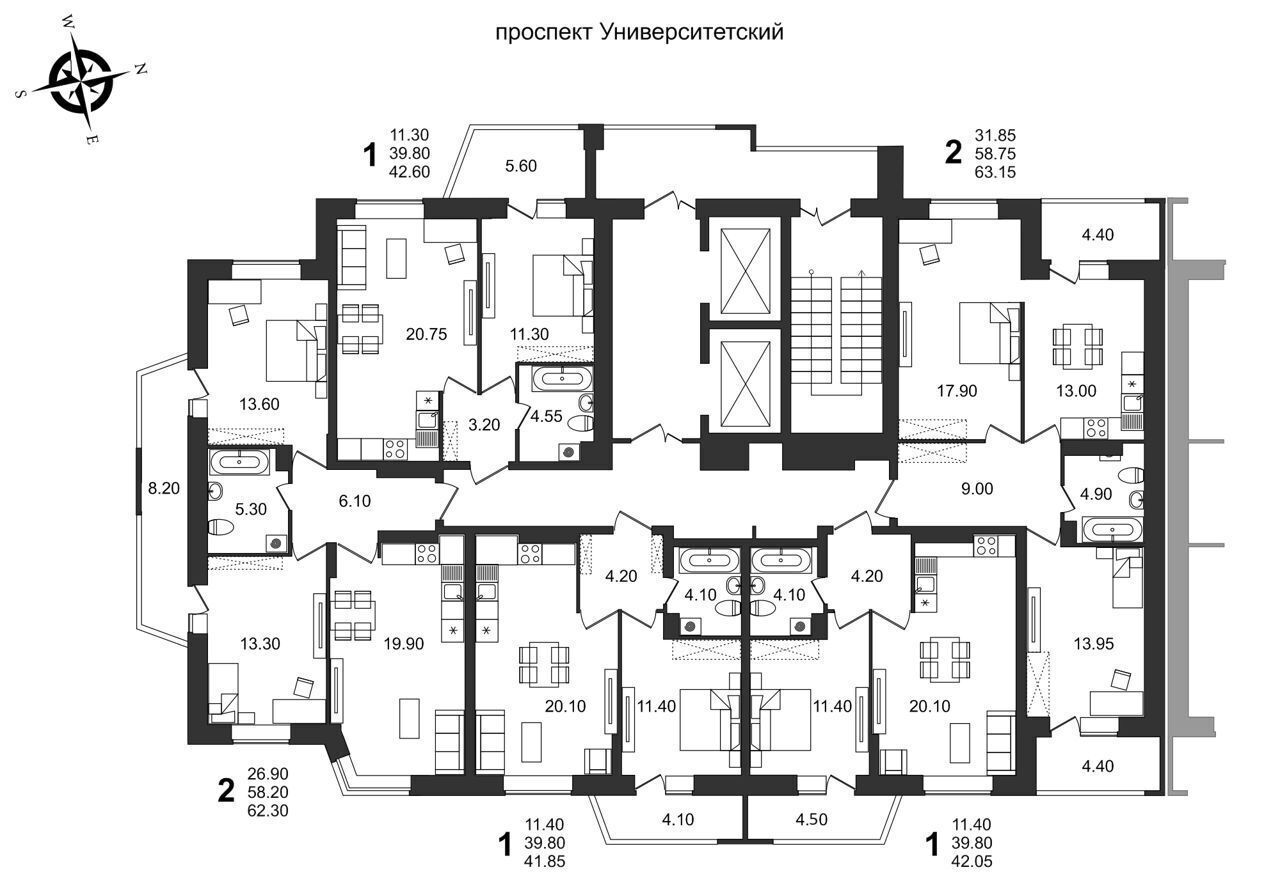 квартира г Волгоград р-н Советский пр-кт Университетский 53 фото 2