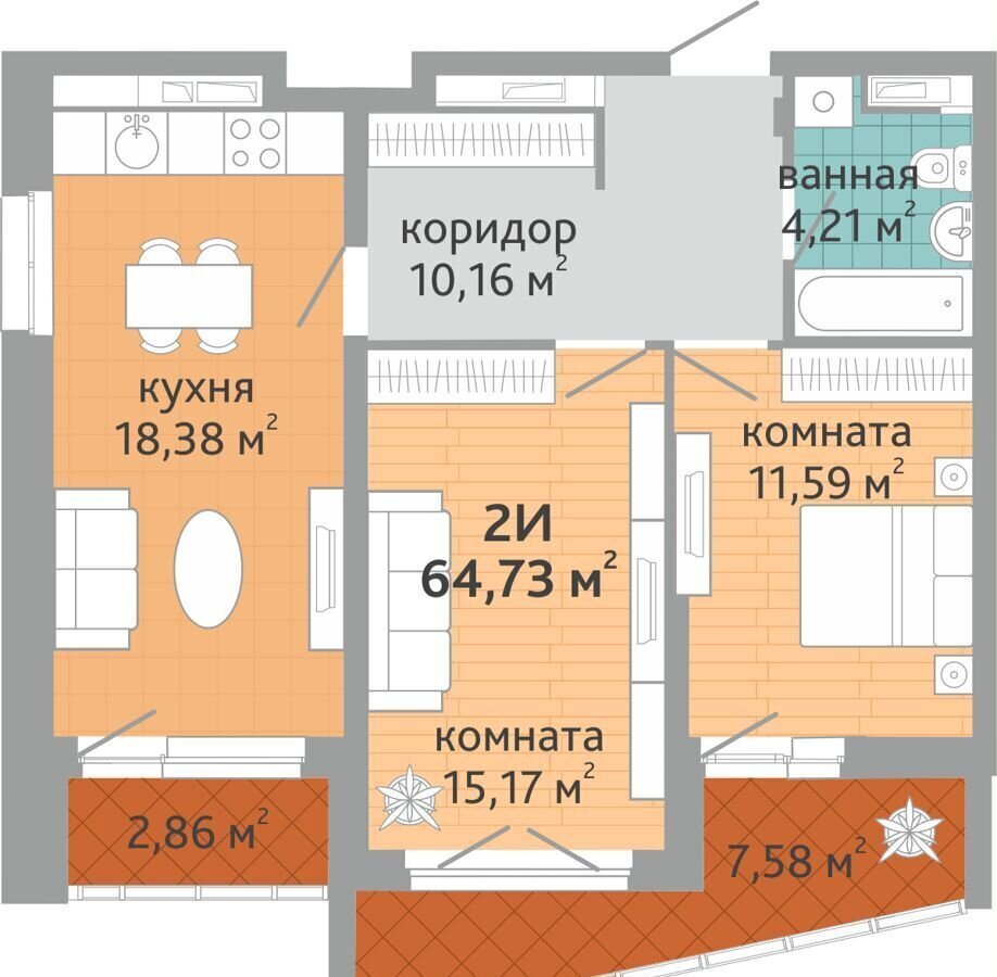 квартира г Екатеринбург р-н Верх-Исетский ул Шекспира Семейный квартал «Добрый» фото 2