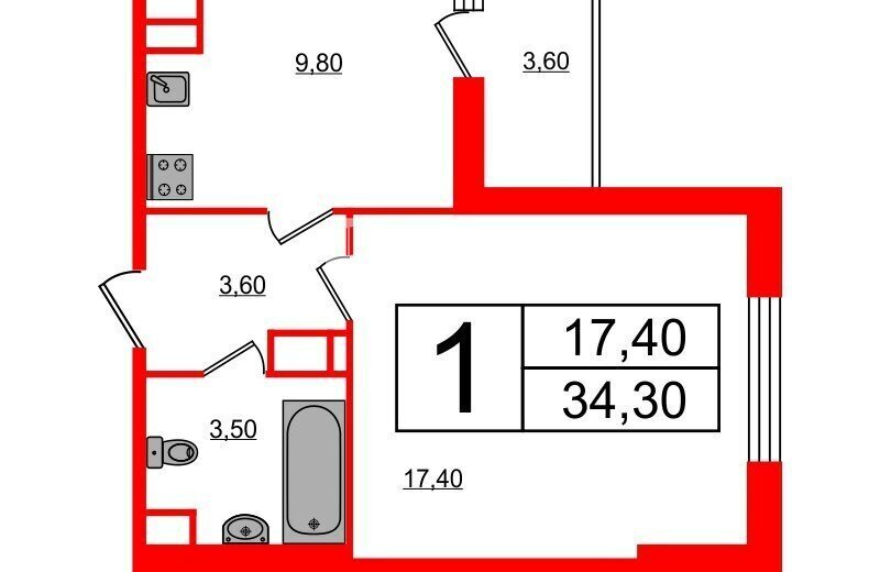 квартира г Санкт-Петербург метро Комендантский Проспект ул Верхне-Каменская 9к/1 округ Коломяги фото 18