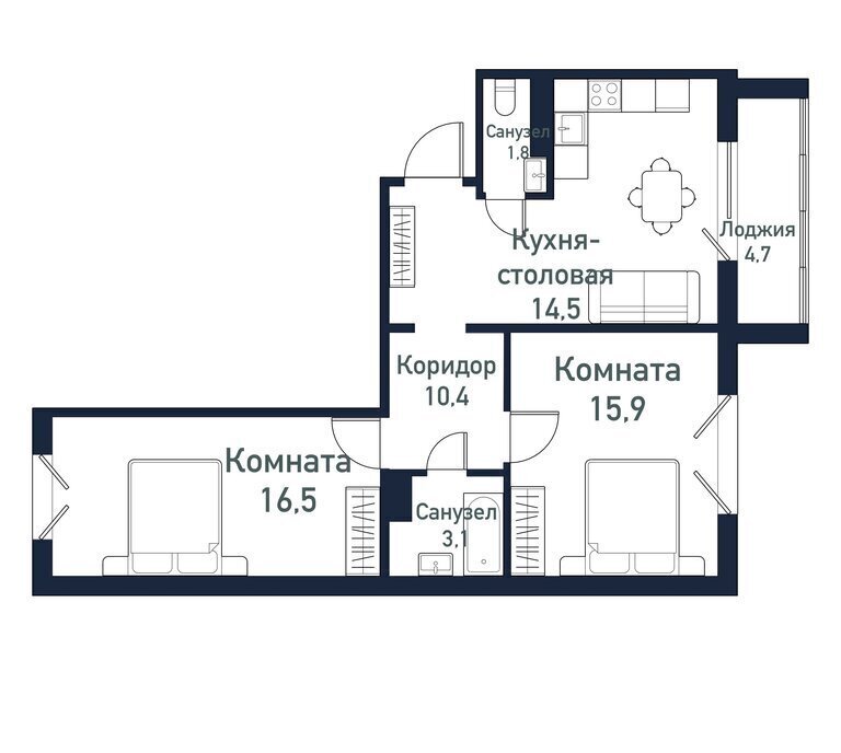 квартира п Западный р-н мкр Притяжение ул имени ефрейтора Потехина 4 Кременкульское сельское поселение фото 1