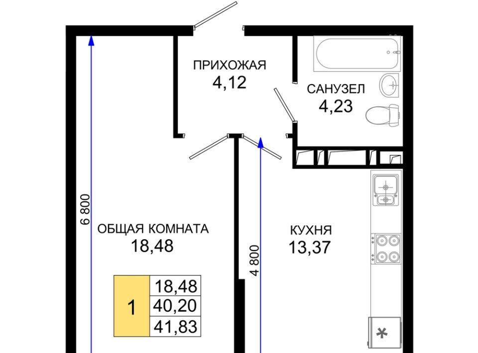 квартира г Краснодар р-н Прикубанский мкр им Петра Метальникова ЖК «Лучший» фото 1