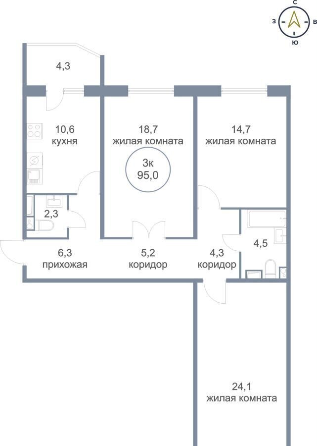 квартира г Сургут р-н Восточный тракт Югорский 54/2 фото 1