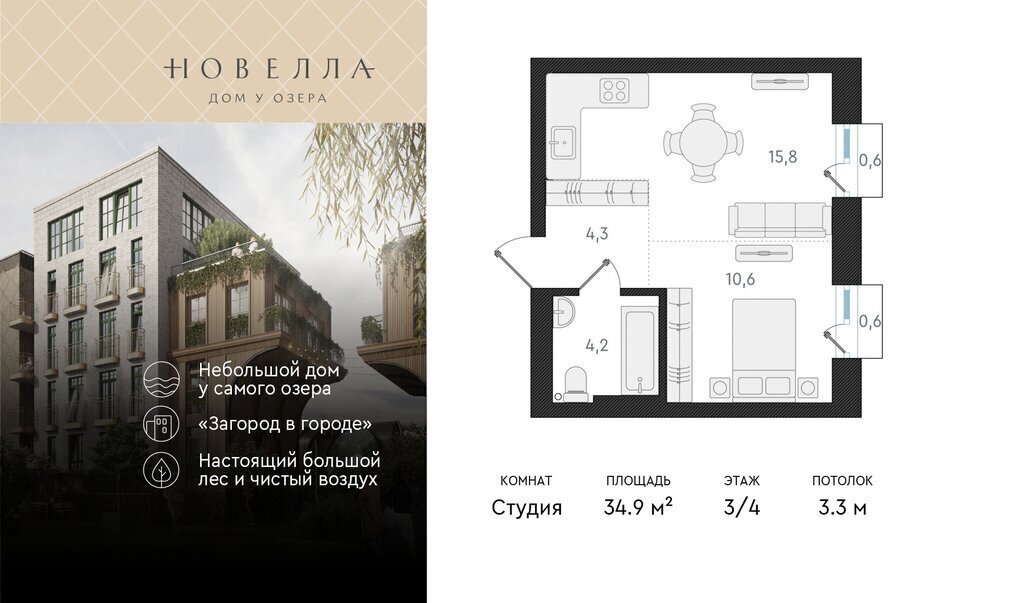 квартира г Новосибирск р-н Заельцовский Заельцовская Карьер Мочище ЖК «Новелла» фото 1