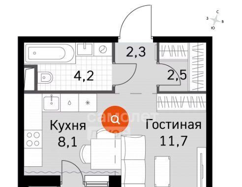 квартира г Москва метро Трикотажная проезд Строительный 9с/9 муниципальный округ Покровское-Стрешнево фото 2