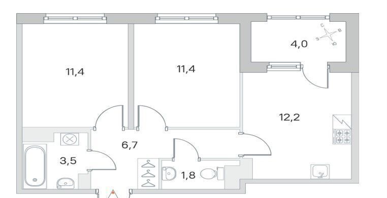 квартира г Санкт-Петербург п Шушары ул Нины Петровой 6к/1 р-н Пушкинский фото 35