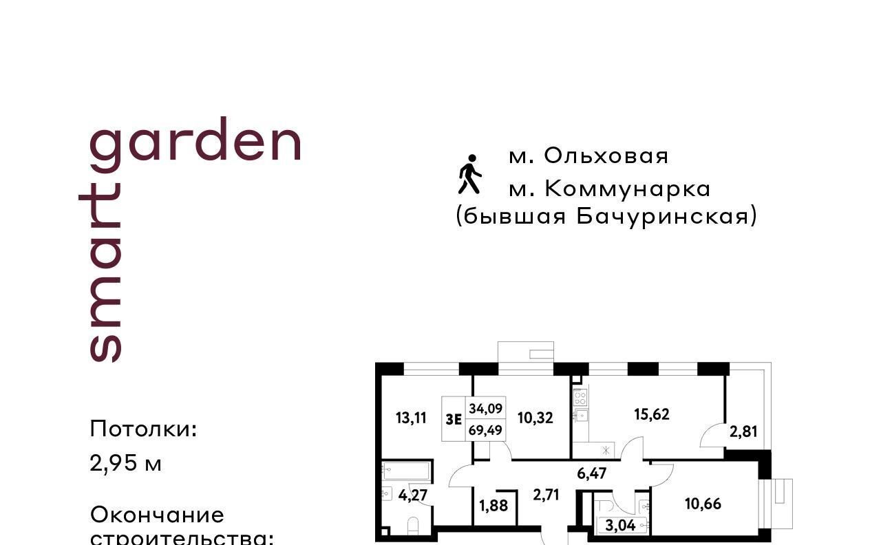 квартира г Москва п Сосенское п Газопровод метро Коммунарка Смарт Гарден жилой комплекс фото 1