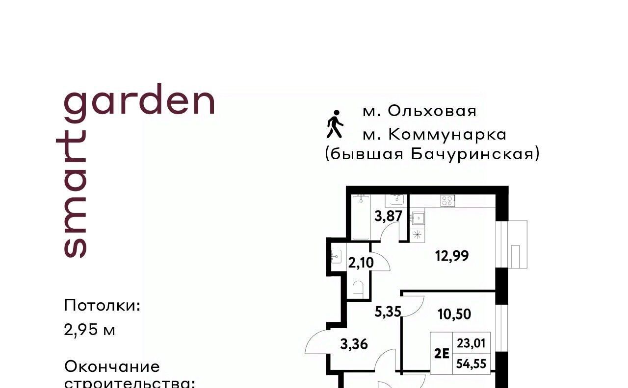 квартира г Москва п Сосенское п Газопровод метро Коммунарка Смарт Гарден жилой комплекс, 2 фото 1