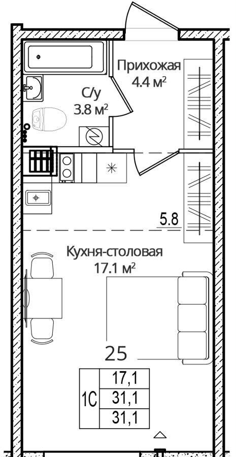 квартира р-н Псковский д Борисовичи ул Дмитрия Яковлева 8 Псков фото 2