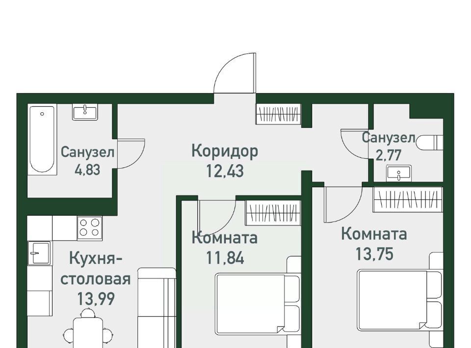 квартира р-н Сосновский п Западный р-н мкр Привилегия ул Спортивная Кременкульское с/пос фото 1