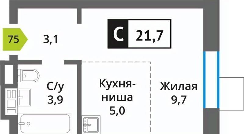 квартира городской округ Красногорск п Светлые Горы Марьино-Знаменское кв-л, Пятницкое шоссе фото 1