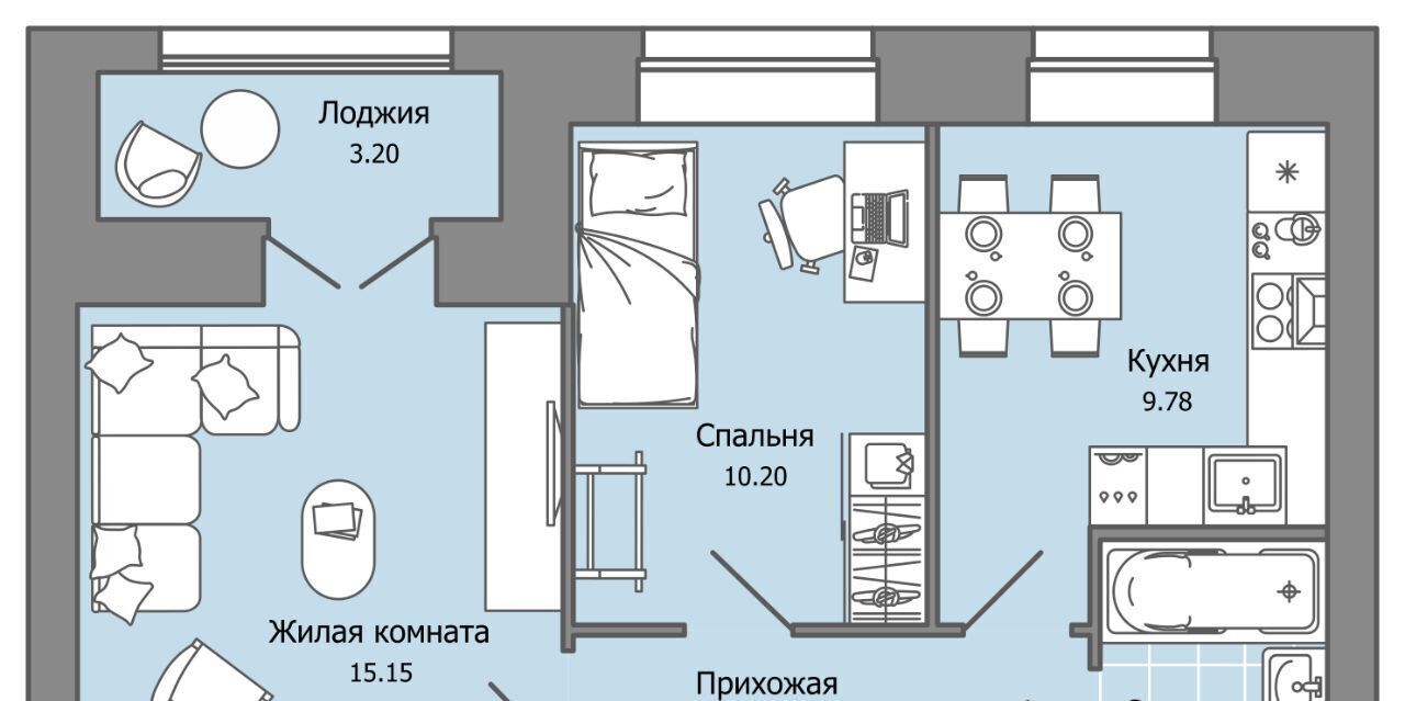 квартира г Ульяновск р-н Засвияжский Город Новаторов жилой комплекс, 3 фото 1