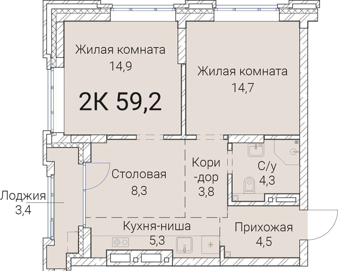 квартира г Новосибирск р-н Заельцовский Заельцовская ул Овражная 2а ЖК «Тайм Сквер» фото 1