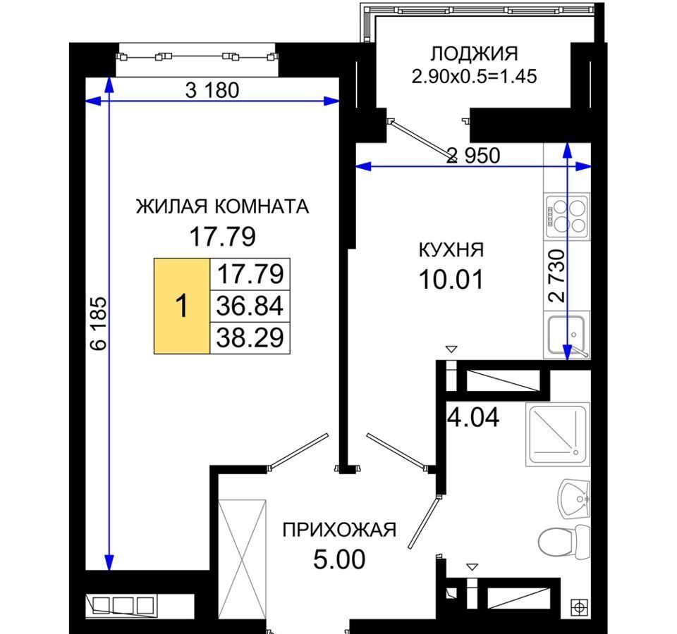 квартира г Ростов-на-Дону р-н Октябрьский пер Элеваторный ЖК «Октябрь Парк» поз. 2. 2 фото 13