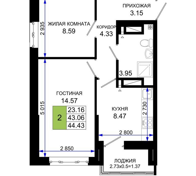 квартира г Ростов-на-Дону р-н Октябрьский пер Элеваторный 6/2б ЖК «Октябрь Парк» фото 1