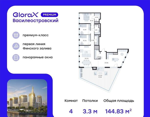 метро Приморская ЖК «GloraX Premium Василеостровский» уч. 11 фото