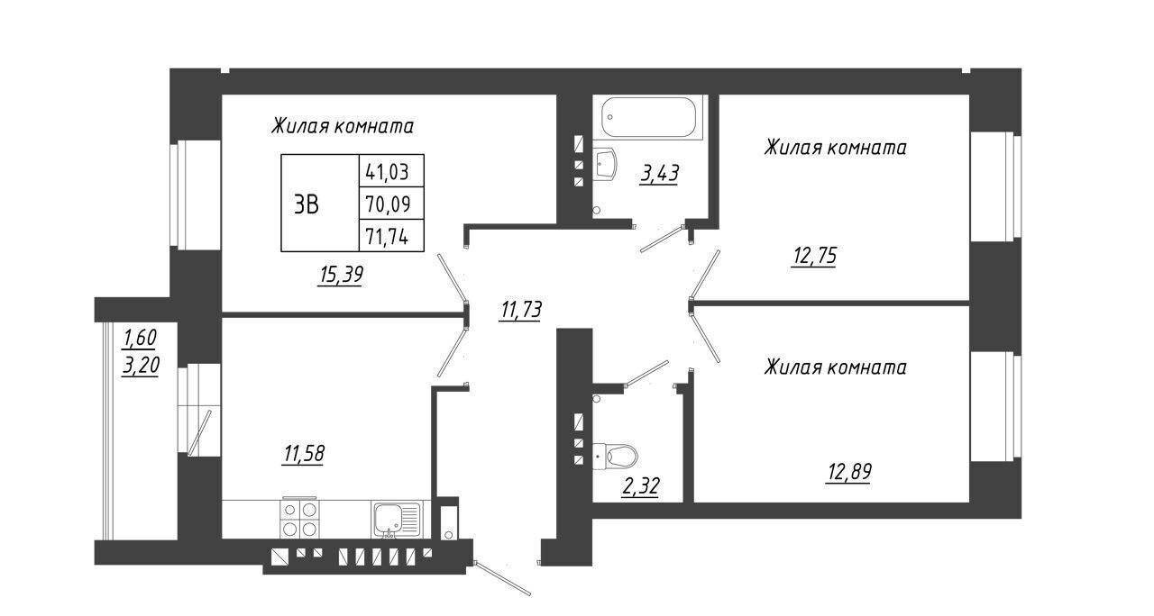 квартира р-н Зеленодольский с Осиново ЖК «Радужный-2» д. 12 фото 1