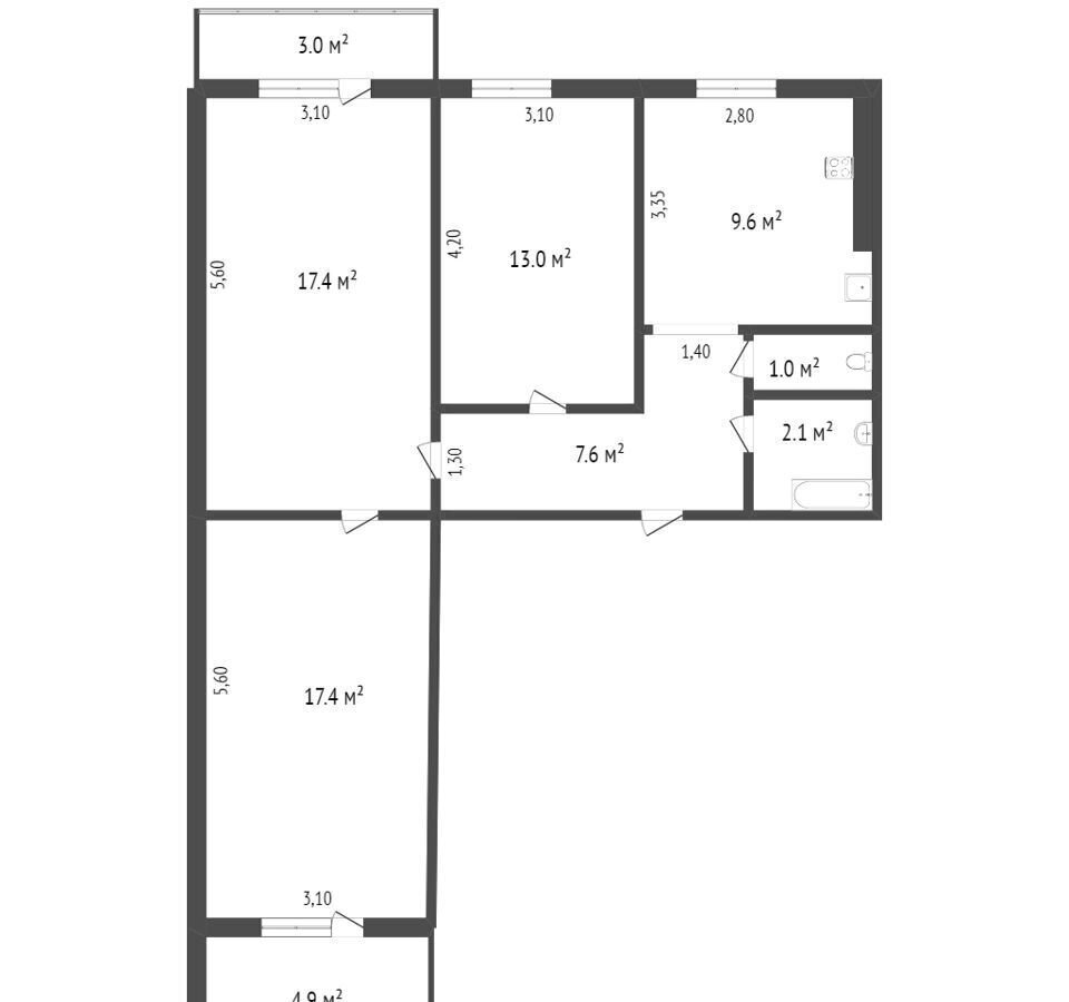 квартира г Комсомольск-на-Амуре ул Гагарина 10к/2 фото 19