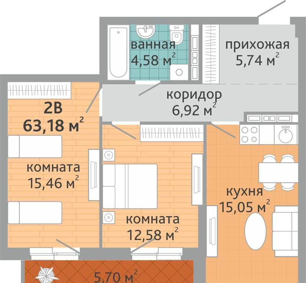 квартира г Екатеринбург р-н Верх-Исетский ул Шекспира Семейный квартал «Добрый» фото 2