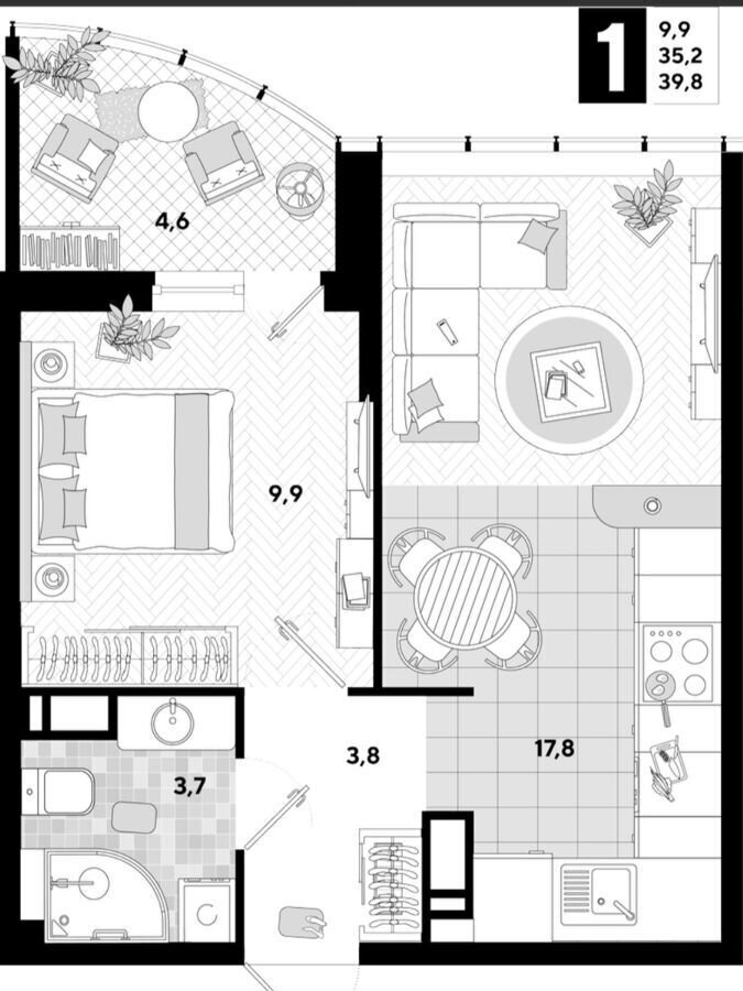 квартира г Краснодар р-н Прикубанский ул им. Константина Гондаря 103 фото 16