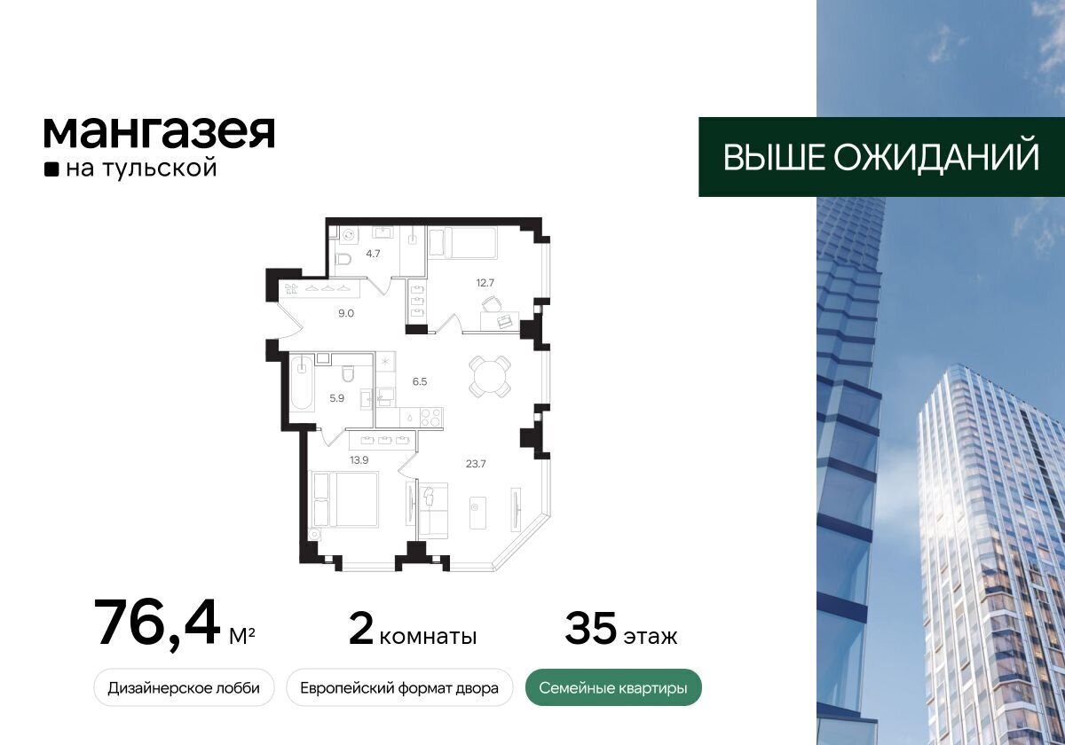 квартира г Москва метро Тульская ул Большая Тульская 10 ЖК «Мангазея на Тульской» муниципальный округ Даниловский фото 1