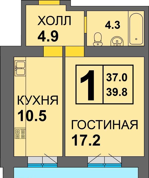 квартира г Калининград р-н Ленинградский ул Старшины Дадаева 71 фото 2