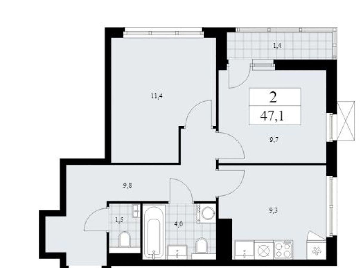 квартира г Москва п Сосенское д Столбово метро Коммунарка з/у 41/1Г, д. 7 фото 7