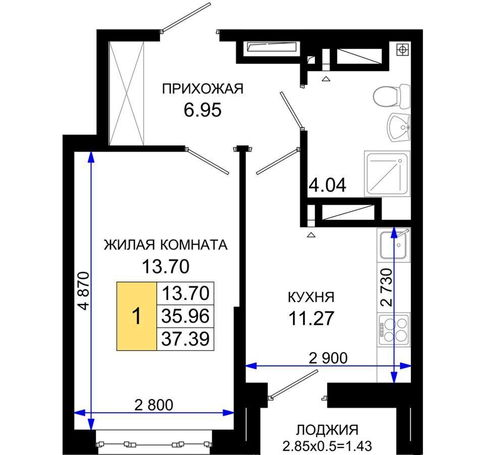 квартира г Ростов-на-Дону р-н Октябрьский пер Элеваторный ЖК «Октябрь Парк» поз. 2. 1 фото 13