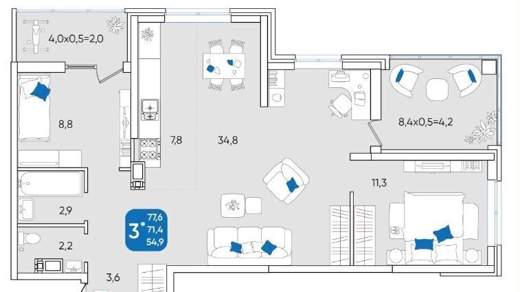 квартира г Краснодар р-н Прикубанский мкр Любимово 7/1 фото 6