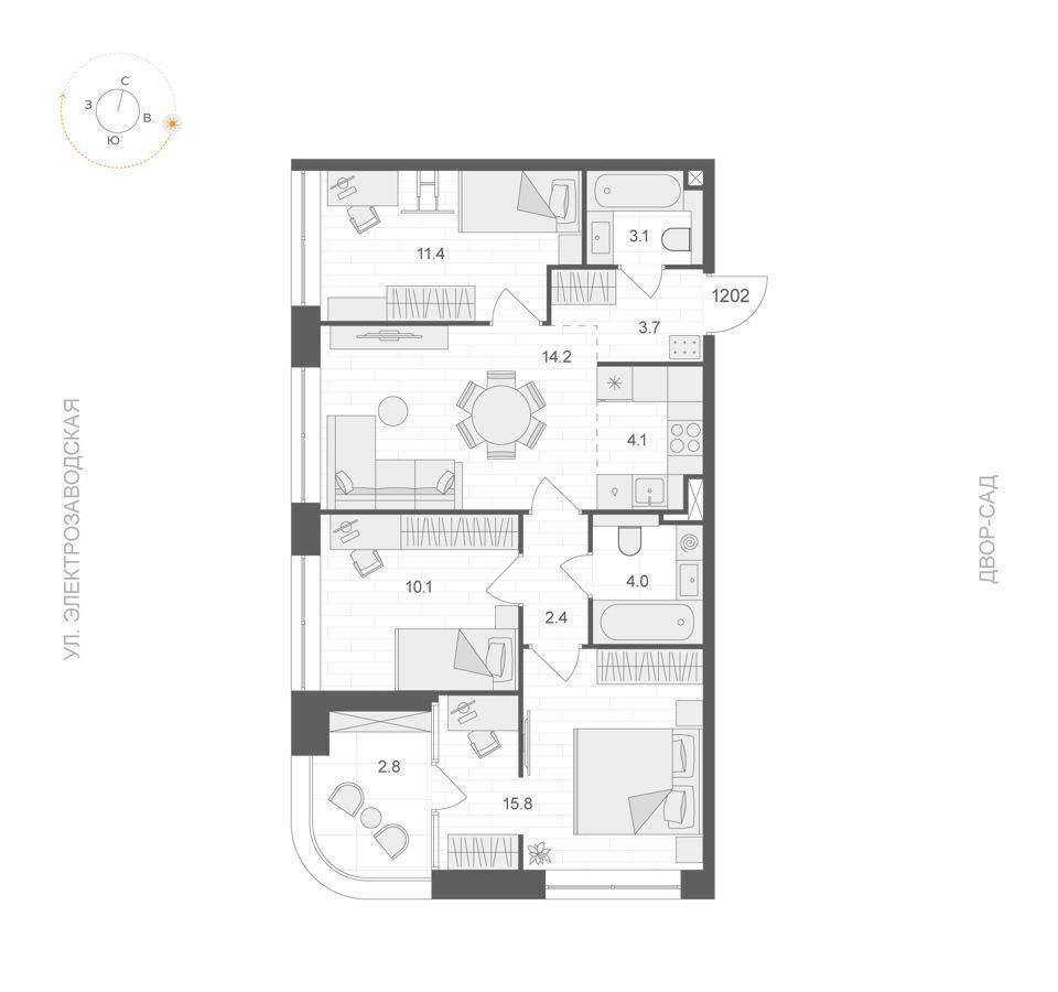 квартира г Москва метро Преображенская площадь ул Электрозаводская 60 ЖК ARTEL муниципальный округ Преображенское фото 1