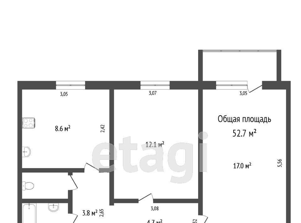 квартира г Брянск р-н Советский ул Авиационная 1 фото 2