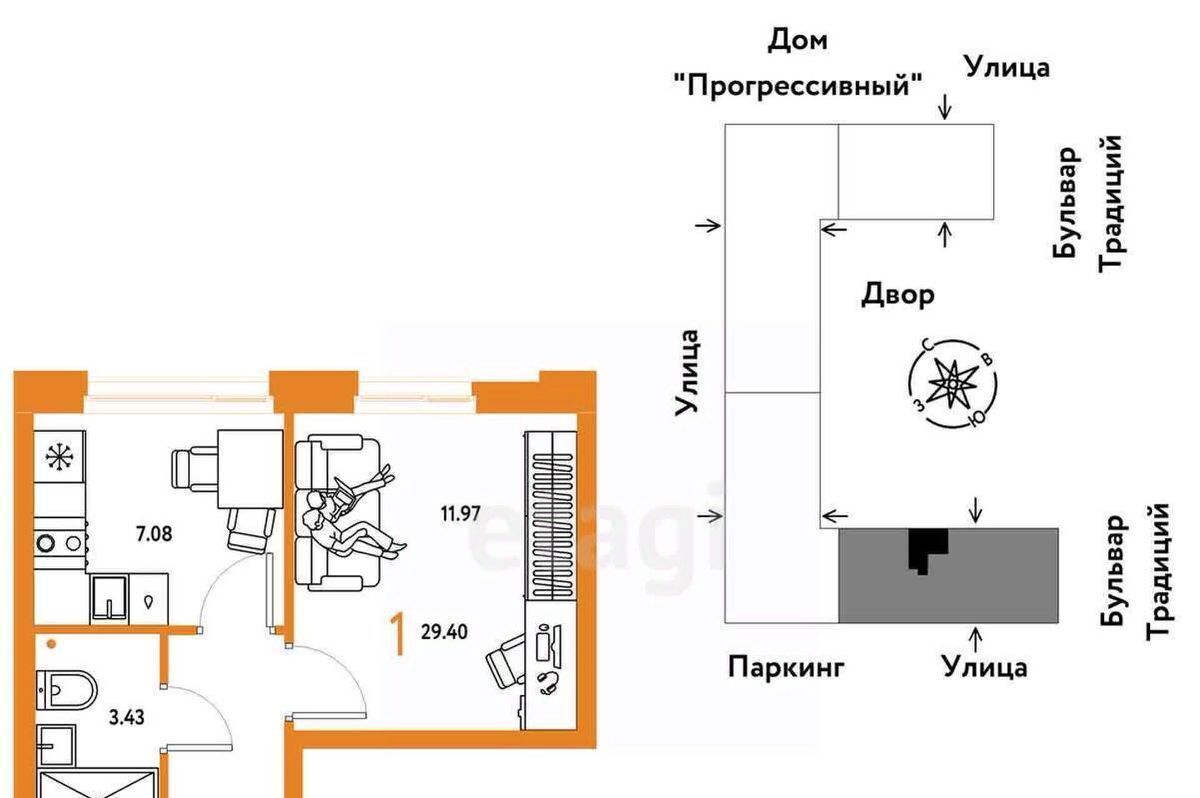 квартира г Тюмень р-н Калининский ул Андрея Кореневского 1к/1 фото 1