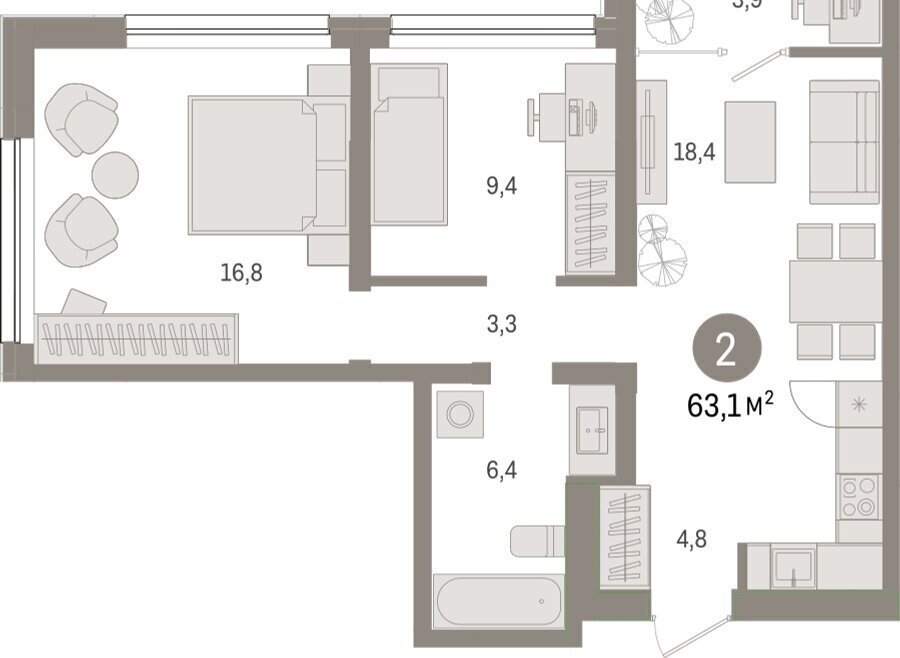 квартира г Тюмень ул Мысовская 26к/1 фото 1