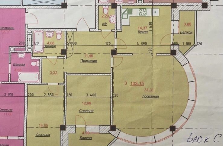 квартира г Каспийск ЖК Family ул. Магомедали Магомеджановa, 29 фото 27