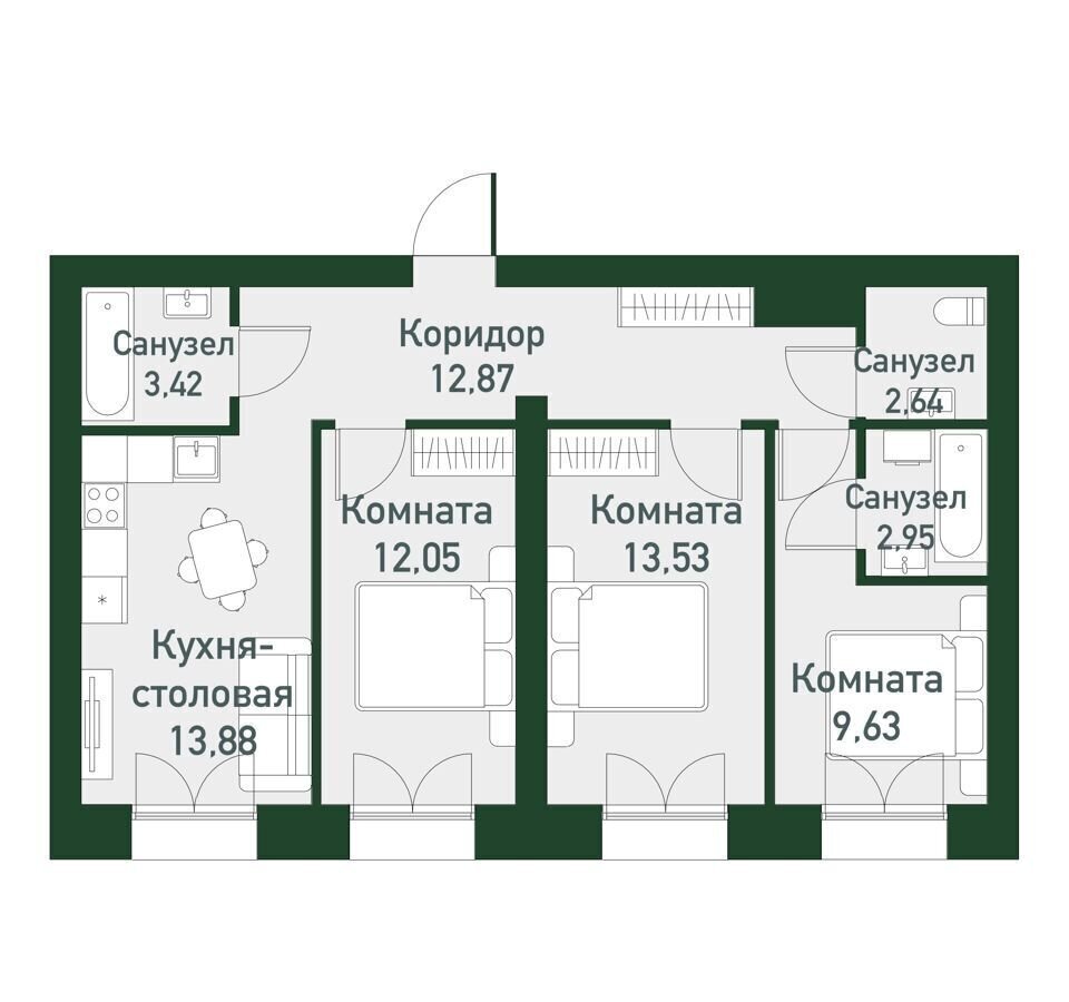 квартира г Екатеринбург р-н Ленинский кв-л 45, стр. 1. 1 фото 1