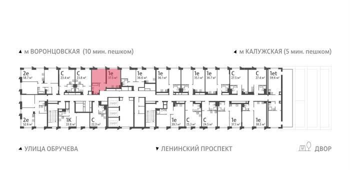 квартира г Москва метро Калужская ул Обручева 30 ЖК «Обручева 30» муниципальный округ Коньково фото 2