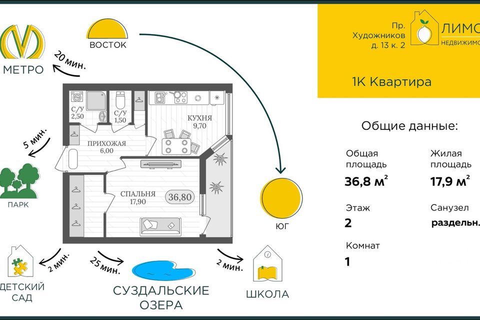 квартира г Санкт-Петербург пр-кт Художников 13/2 Выборгский фото 2